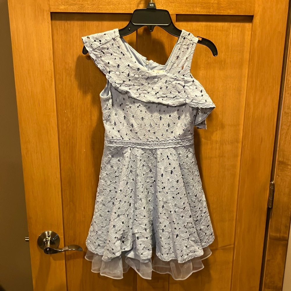 Knitworks Blue One Shoulder Ruffled Tiered Sundress Girls 10